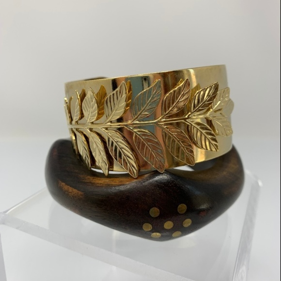 Bangle Bracelet Gold Leaves Boho